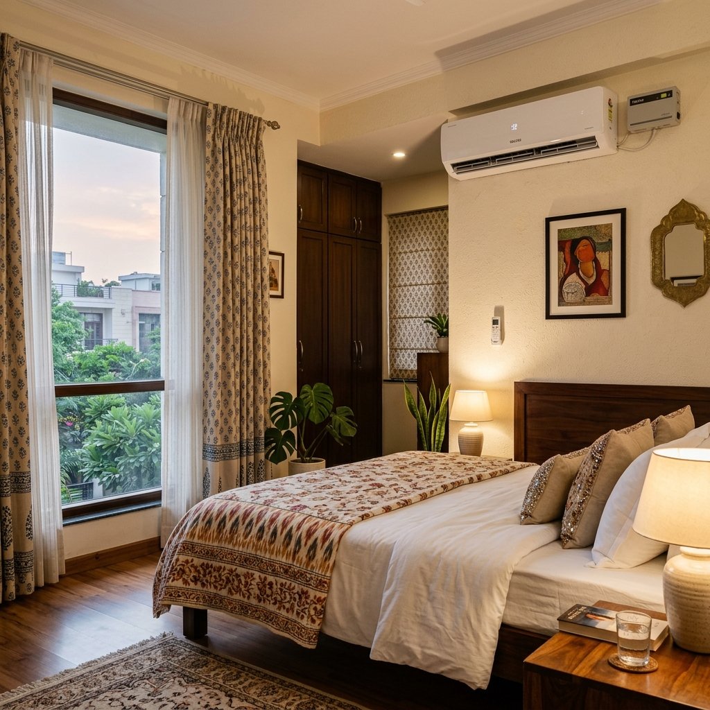 Air conditioner in a Delhi bedroom