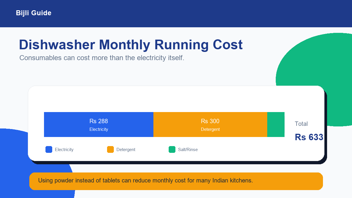 Dishwasher monthly cost breakdown for electricity detergent salt and rinse aid
