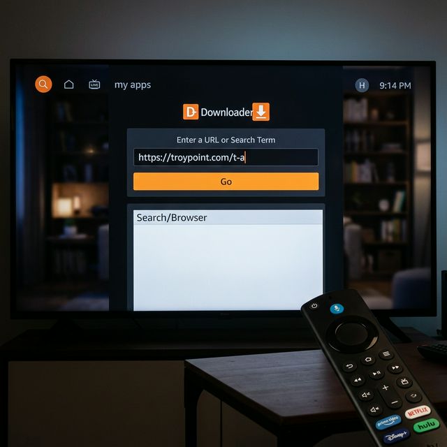 Amazon Firestick Downloader app showing URL entry for NetMirror APK installation