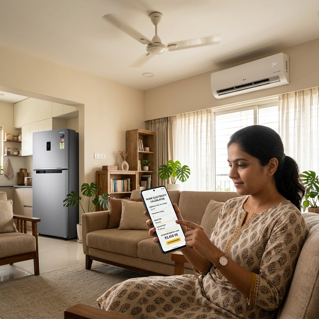 Air conditioner running in an Indian bedroom during summer