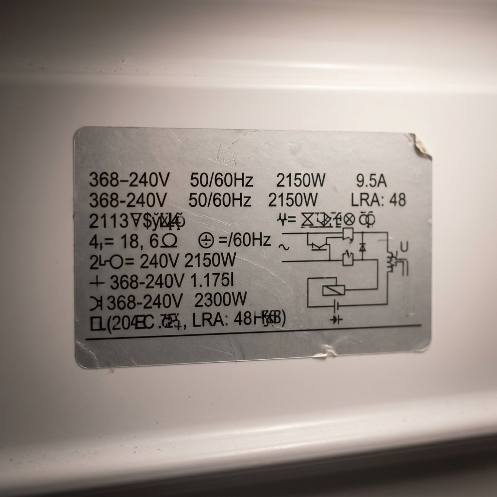 Appliance wattage label example
