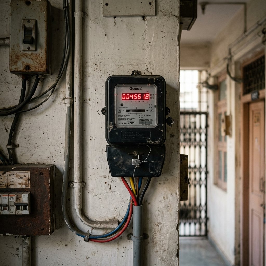 Electric meter on an apartment wall