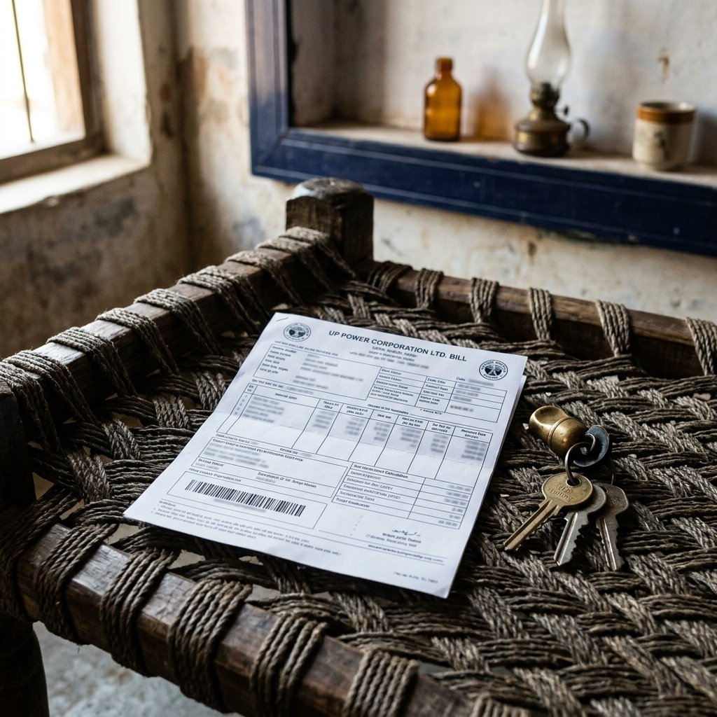 UPPCL printed electricity bill on a table