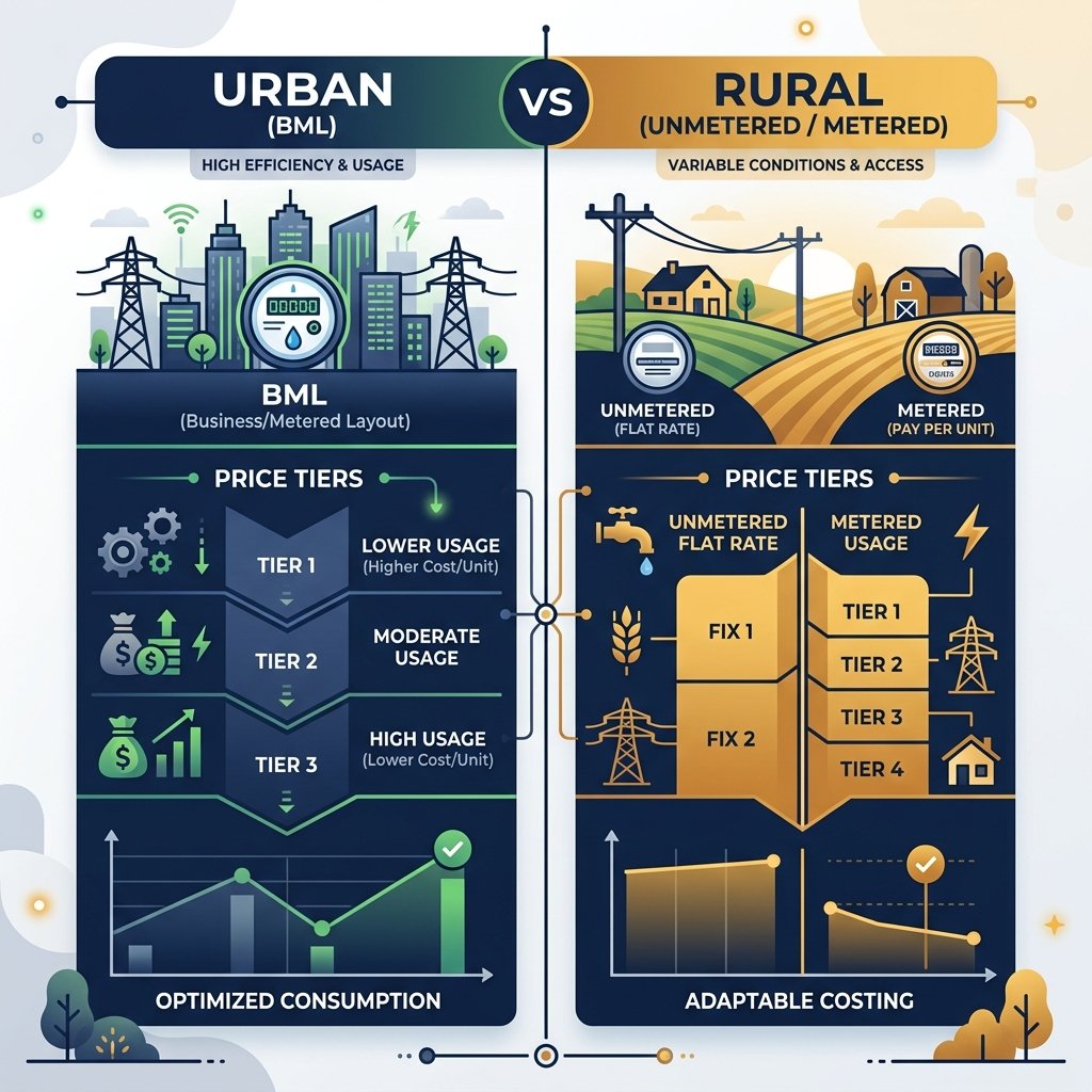 Infographic comparing UP Urban vs Rural electricity rates