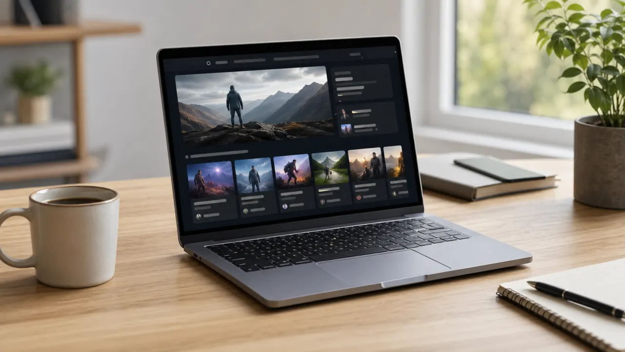 Laptop on a clean desk showing a browser page with guide content